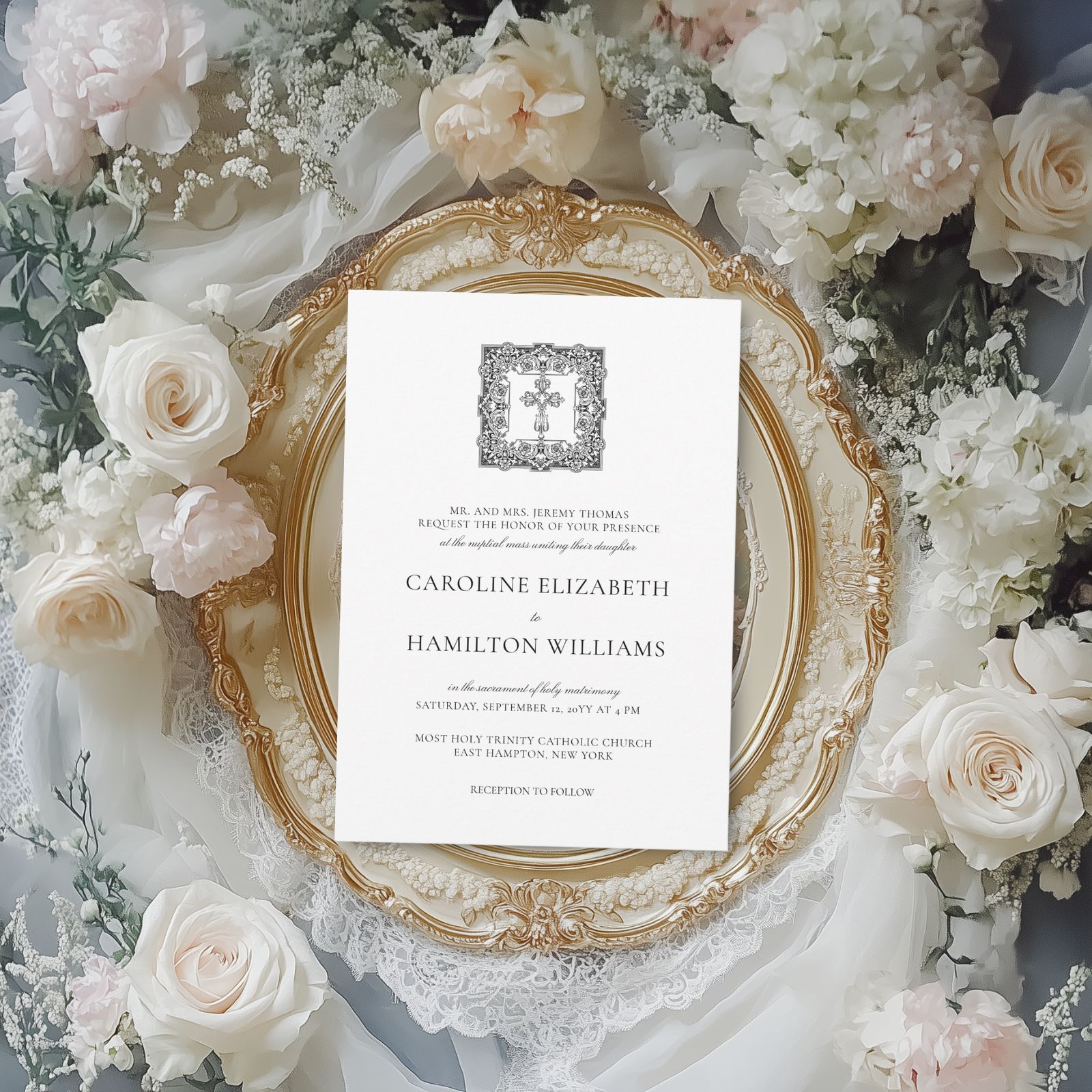 Caroline Catholic Wedding Invitation