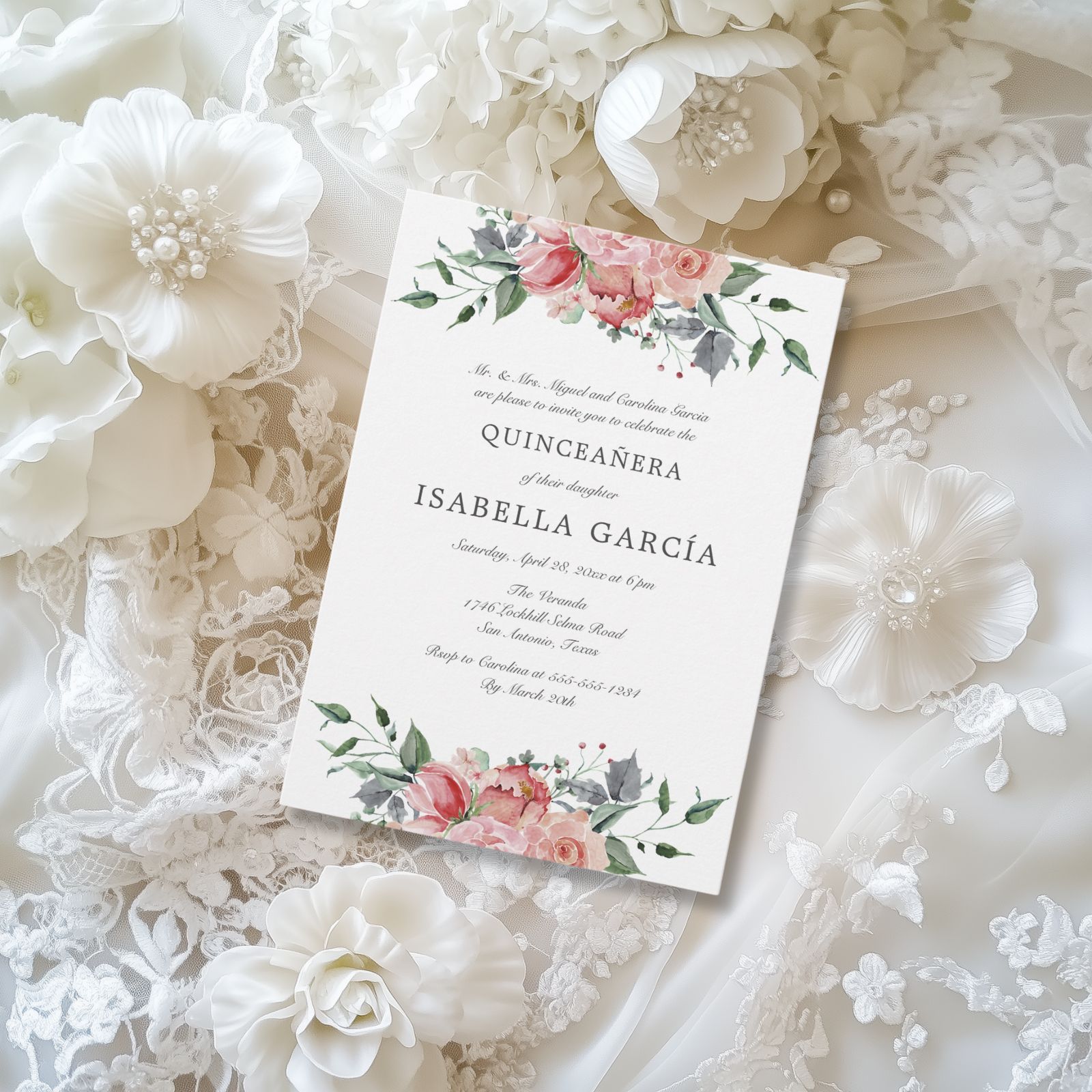 Rosy Pink Quince Invite